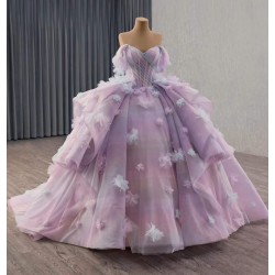 Royal Amethyst Ombre Formal Gown – Floral-Embellished Quinceañera & Debut Dress