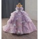 Royal Amethyst Ombre Formal Gown – Floral-Embellished Quinceañera & Debut Dress