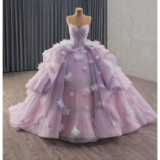 Royal Amethyst Ombre Formal Gown – Floral-Embellished Quinceañera & Debut Dress