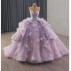 Royal Amethyst Ombre Formal Gown – Floral-Embellished Quinceañera & Debut Dress