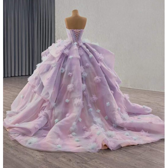 Royal Amethyst Ombre Formal Gown – Floral-Embellished Quinceañera & Debut Dress