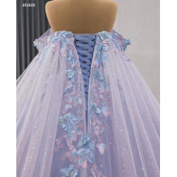 Romantic Two-Tone Lace Formal Dress - Blue & Pink Ombre Effect for Quinceañera