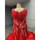 2024 Red Mermaid Prom Dresses Strapless Evening Dress Floor Length Sweetheart Neck Cocktail Party Gowns Custom Size