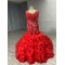 2024 Red Mermaid Prom Dresses Strapless Evening Dress Floor Length Sweetheart Neck Cocktail Party Gowns Custom Size