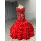 2024 Red Mermaid Prom Dresses Strapless Evening Dress Floor Length Sweetheart Neck Cocktail Party Gowns Custom Size