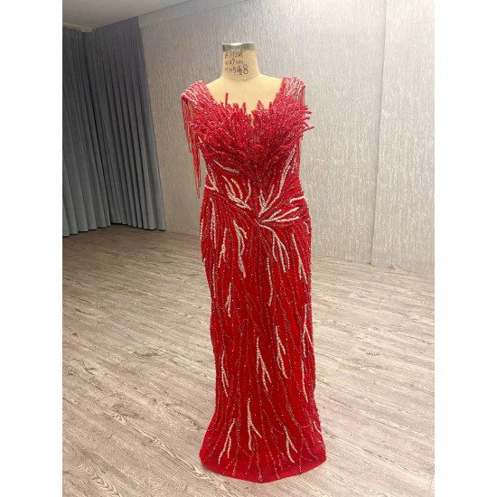 2024 Red Mermaid Prom Dresses Strapless Evening Dress Floor Length Sweetheart Neck Cocktail Party Gowns Custom Size