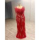 2024 Red Mermaid Prom Dresses Strapless Evening Dress Floor Length Sweetheart Neck Cocktail Party Gowns Custom Size