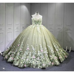 Mumuleo Sage Green Quinceanera Dress Lace Appliques 15 Dresses Ball Gown Vestidos Anos Quinceaneras Vestido Fiesta
