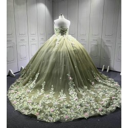 Mumuleo Sage Green Quinceanera Dress Lace Appliques 15 Dresses Ball Gown Vestidos Anos Quinceaneras Vestido Fiesta