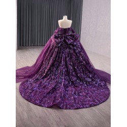 Cape Purple Quinceanera Dresses Lace Appliques Princess Ball Gown Sweet 16 Dress Sweetheart Neck Vestidos De 15 Anos
