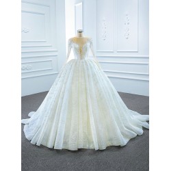 Long Sleeve Wedding Dresses Sweep Train Ball Gown 2024 Formal Bridal Grown Custom Made
