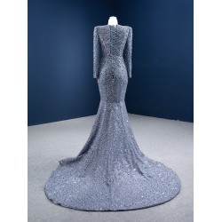Mermaid Women Prom Dresses Sequin Long Sleeves Formal Evening Dress Wedding Special Occasion Gowns