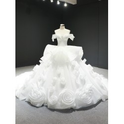 Off Shoulder Plus Size Wedding Dress 2024 Ruffled Lace Ball Gown Bridal Gown Robe De Mariee Custom