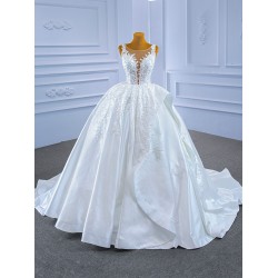 Sleeveless White Wedding Dress Scoop Neck Backless Bridal Dress Robe De Mariee 2024
