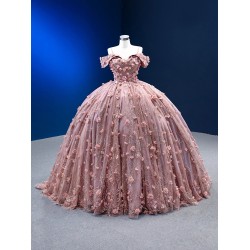 Spaghetti Strap Mauve Quinceanera Dresses 2025 Off The Shoulder Ball Gown Sweet 15 16 Dresses Cocktail Party Gown