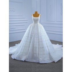 Square Collar Wedding Dress Sleeveless Women Vestidos De Novia Beading Black Girl Women Dress